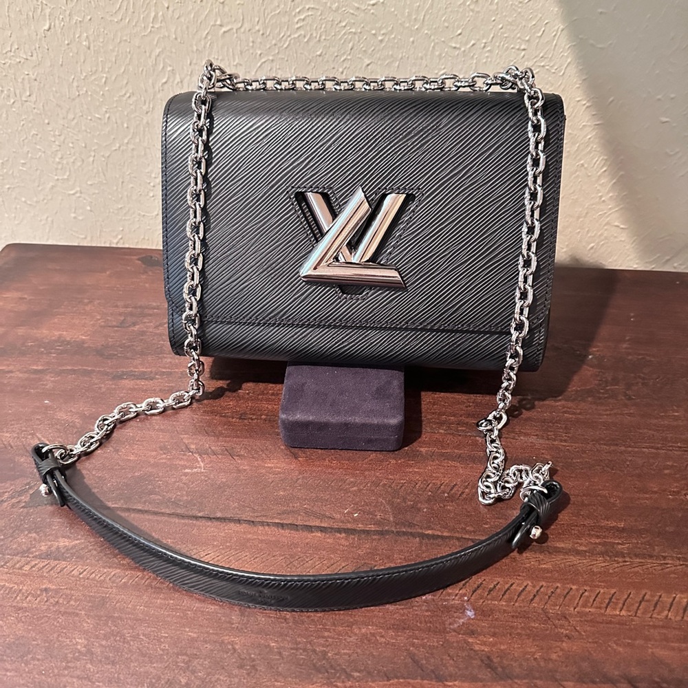 Louis Vuitton Black Crossbody Bag with Silver Accents